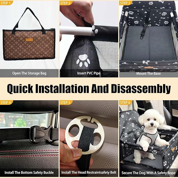 Pet Dog Booster Seat, Upgrading the Framed wall to Prevent Collapse,Breathable and Foldable Pet Car Basket,Removable and Washable pet car seat,Suitable for Small Pets Weighing no More Than 15BL