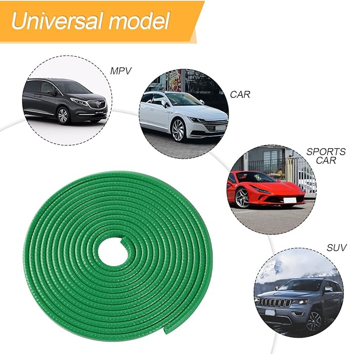 Osilly Car Door Rubber Seal Strip, 32.8Ft Self Adhesive Weather Stripping Automotive Edge Trim, Weatherstrip Soundproof Vehicle Tailgate Window Sealing Cover, Universal for SUV RV Truck (Green)