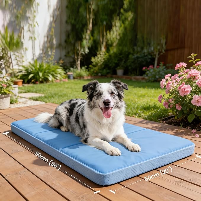 Dog Cooling Mat 36" x 20": Extra-Thick Cooling Comfort with Orthopedic Joint Support, Removable Memory Foam & Non-Slip Bottom – Non-Toxic Gel – Indoor & Outdoor Use for Dogs & Cats 25-50 lbs