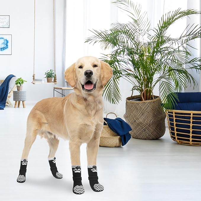 KOOLTAIL Non-Slip Dog Socks for Hot Pavement to Prevent Licking Paws,Dog Grippy Boots&Paw Protector with Reflective Straps, Non Twist Dog Shoes for Hardwood Floors for X -small Senior Dogs