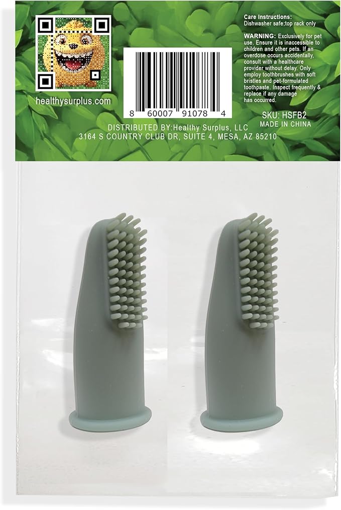 Healthy Surplus - Silicone Finger Brush Toothbrush - Dental Hygiene Toothbrush Solution for Dogs, Cats and Puppies - 1 Pack Containing 2 Dental Care Fingerbrushes for Pets