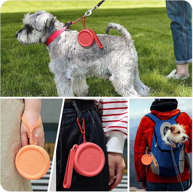 WALLFID Silicone Dog Treat Pouch Small Bag,with Pet Training Clicker,Walking Bag for Dog and Cat, Pocket Size, Easy to Clean, Odorless, Zipper Design,Moisture-Proof,Travel Walking Bag.(Claret)