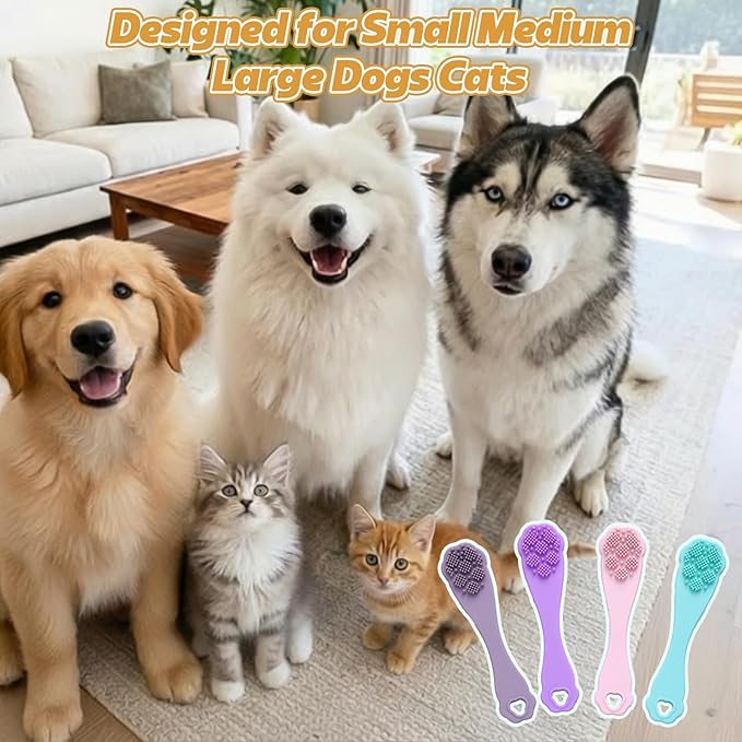 Lineshading 24 Count Silicone Finger Toothbrush for Dogs Cats Soft Bristles Pet Tooth Brushing Kit Gentle Dental Care Kits Teeth Cleaning Supplies Bulk for Large and Small Dogs Cats Puppy