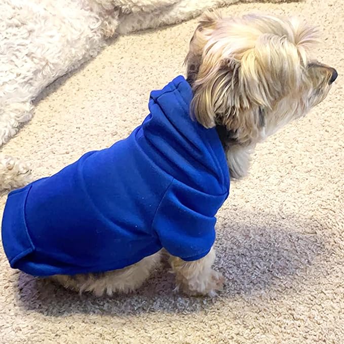 Jecikelon Soft Dog Hoodies for Small Dogs, Fleece Puppy Sweatshirt with Pockets, Warm Winter Cold Weather Coats for Pet Cat, Cute Clothes Puppy Costume (Dark Blue, X-Large)