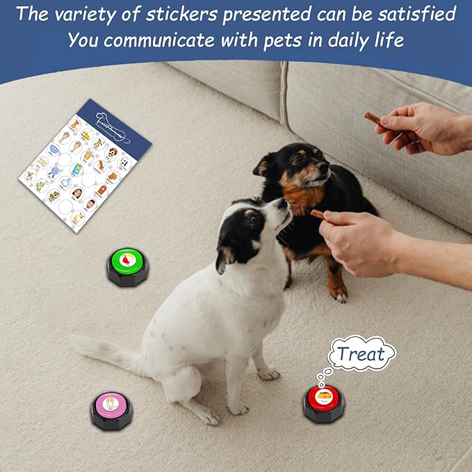 Pet Training Button Stickers, Creative DIY, Dog Emotional Expression Stickers, Let Your pet say What it Wants to do, with 25 Actions (Buttons not Included) (Colorful)