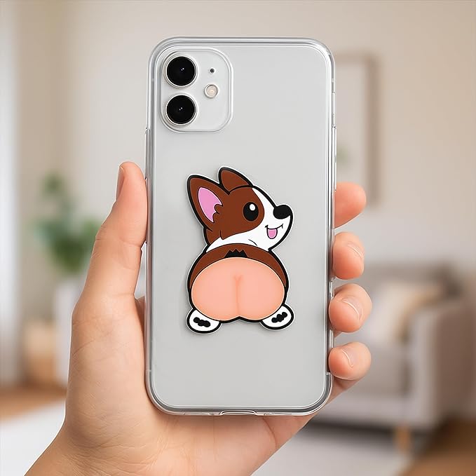 Car Door Anti Collision Protector Bumper Protector Sticker 2 Pcs PVC Cute Cartoon Stickers 3D Silicone Butt Anti Scratch Animal Funny Corgi Soft Car Body Decoration High Elasticity Protects The Paint