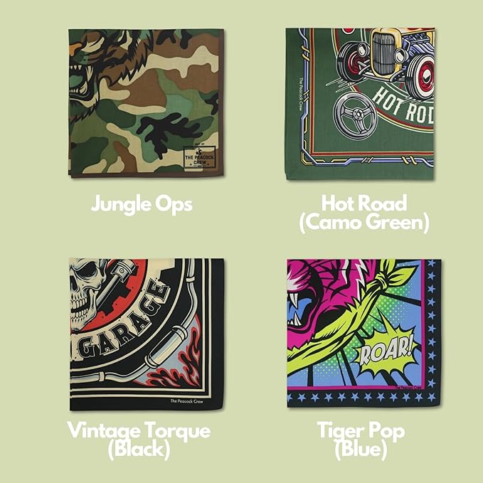 The Peacock Crew Premium Soft Cotton Bandanas Pack for Men and Women Paisley 22 x 22 inches