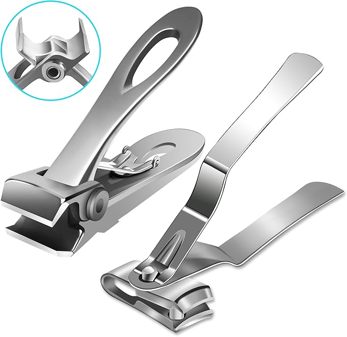 Werlla Nail Clippers for Men Thick Nails, 17mm Straight Wide Opening Extra Large Toe Nail Clippers for Adult & Easy Grip 360 Degree Rotary Toenail Clippers for Elderly Cutting Ingrown Toenails