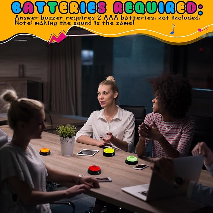 Honoson 8 Pack Recordable Answer Buzzers Button Custom Programmable Sound Buttons Funny Birthday Gifts for Family Trivia Nights Classroom Communication Study Home Office Game(Fresh Color)