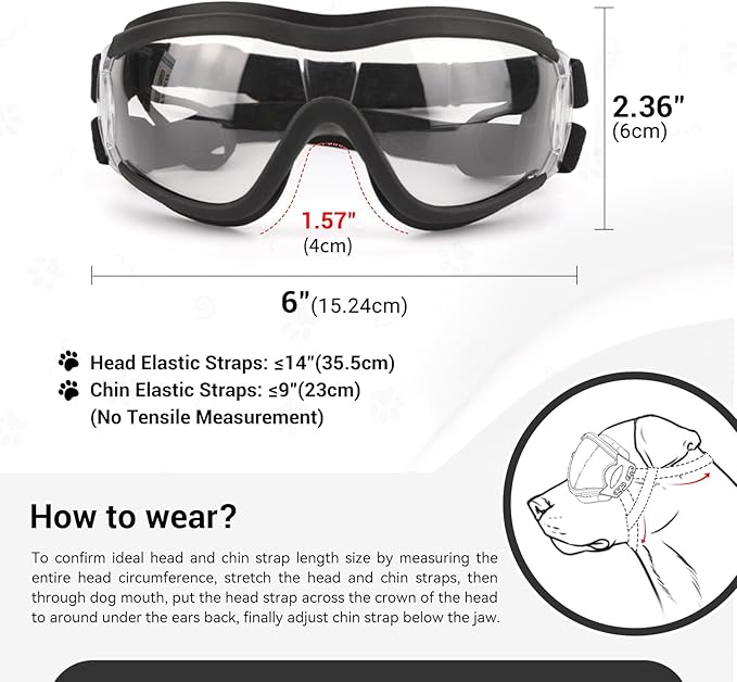 LESYPET Dog Goggles Large Breed, UV Wind Dust Protection Large Dog Sunglasses Eye Protection, Eye Wear Pet Glasses with Adjustable Strap for Outdoor Riding, L