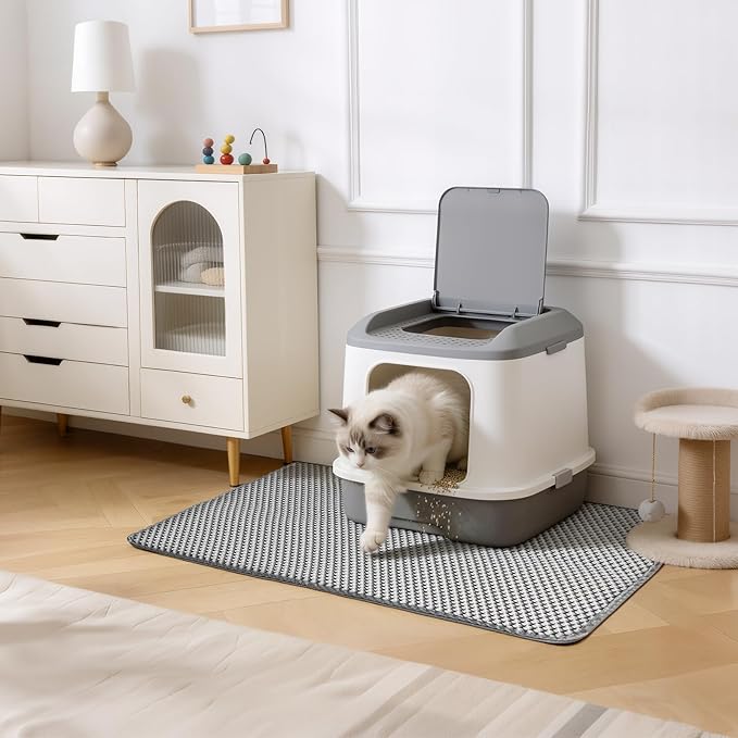 Cat Litter Mat 24x30 Inches, Honeycomb Double Layer Litter Trapping Mat, Waterproof Leakproof Urine Proof Cat Litter Box Mat for Cat Litter Box Area, Floor, Kitty Litter Rug