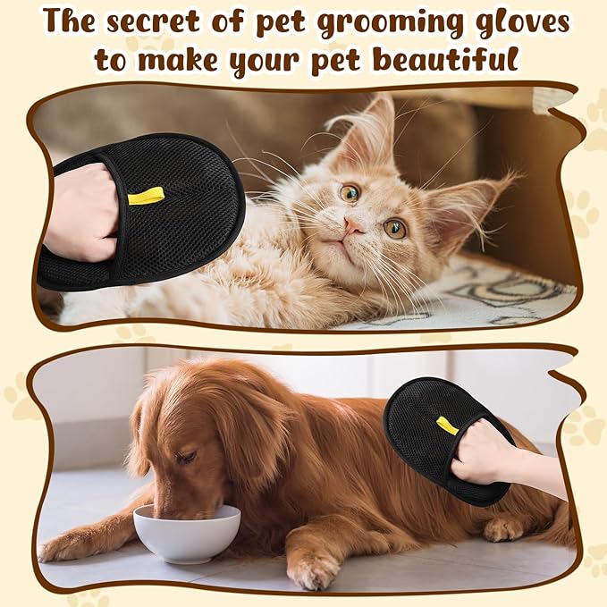 Pet Hair Removal Glove,Electrostatic Efficient Grooming Gloves for Pet Hair,Cat Grooming Gloves,Upgraded Animal Fur Removal Tool,Reusable Cat & Dog Hair Remover for Couch,Carpet,Curtain-2pcs