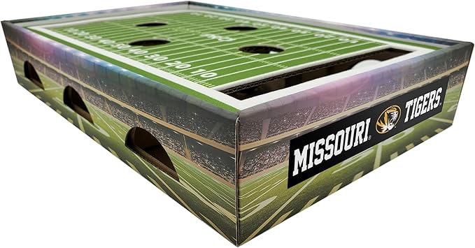 Pets First NCAA Missouri Tigers Cat Scratcher Box, Game Day Cat Toy, NCAA Football Field Designed Cat Scratcher and Lounge, Stimulating Cat Game