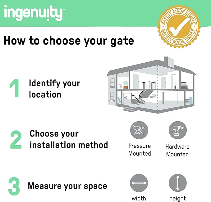 Ingenuity Decorative Extra Tall Baby Gate & Dog Gate, 28.5"-48" Wide, 36" Tall, Hardware or Pressure Mounted, Install on Top or Bottom of Stairs, Banister, or Doorway - Bronze
