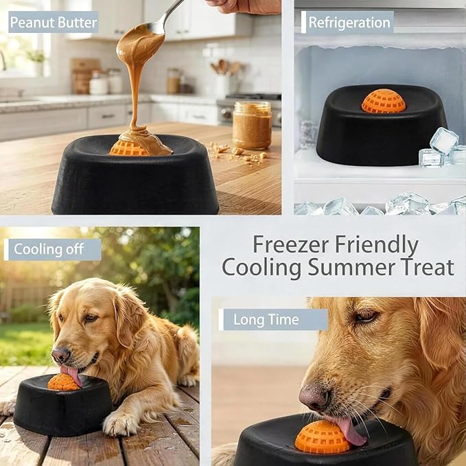 Dog Licking Bowl with Rolling Ball, Slow Feeder Dog Bowls, Spill-Resistant Dog Lick Bowl, Lick Sphere Puzzle Feeder for Liquid Treats, Interactive Slow Eating Toy for Anxiety Relief Boredom