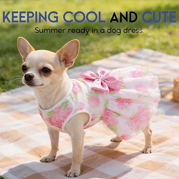 ASENKU Dog Dress Pet Wedding Dress Princess Lace Puppy Birthday Party Outfit Formal Apparel Girl for Small Medium Dogs Cats (Medium, Rose)