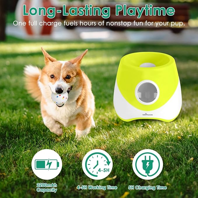 Automatic Dog Ball Launcher, Rechargeable Interactive Fetch Toy for Small & Medium Dogs, 3 Adjustable Distance Settings (20ft/33ft/46ft), 6Pcs 2.3in ETPU Balls, Indoor/Outdoor Pet Ball Thrower