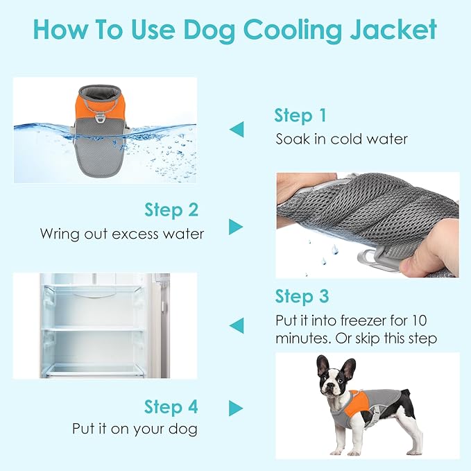 AOFITEE Cooling Vest for Dogs, Breathable Dog Cooling Vest with Harness D-Ring, Dogs UV Protection Shirt Pet Cooler Jacket, Lightweight Dog Sun Shirt for for Summer Hot Weather, Orange L