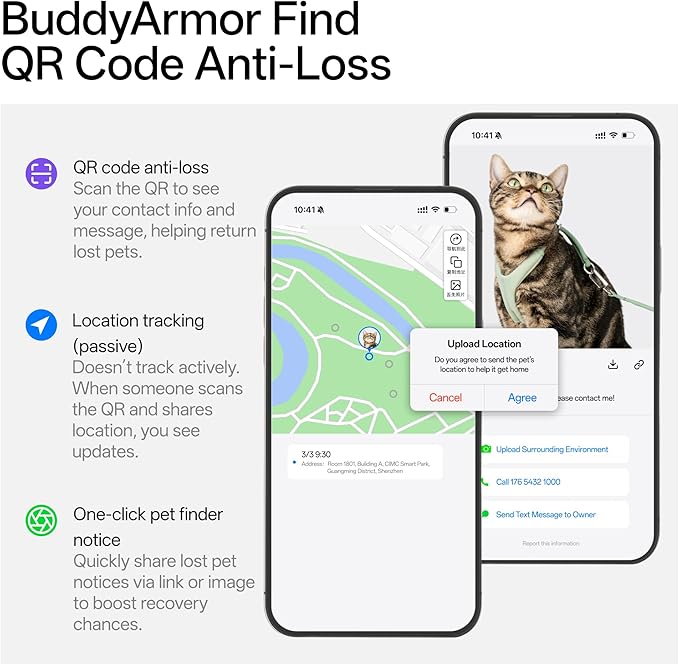 Cat Harness and Leash Set, Escape Proof Figure 8 Cat Harness Adjustable Anti-Choke Quick Release w/QR Tag, Soft Thin Crossbody/Waist Leash and Harness Set for Cats≤22lbs (Space Gray, M)