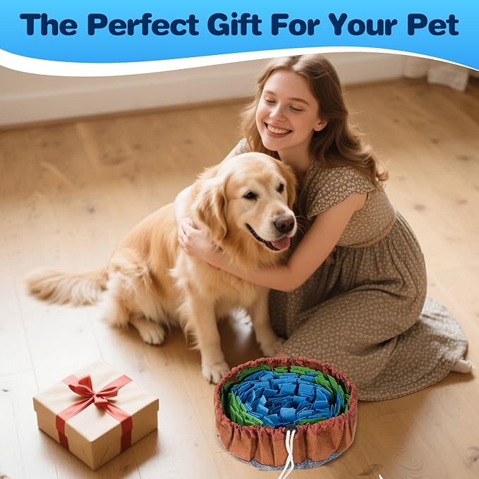Snuffle Mat for Dogs - Boredom Relief Dog Lick Mat, Dog Educational Toys, Portable for Indoor & Outdoor Use, Encourages Natural Foraging Skills for Cats, Rabbits & Dogs(Brown Green