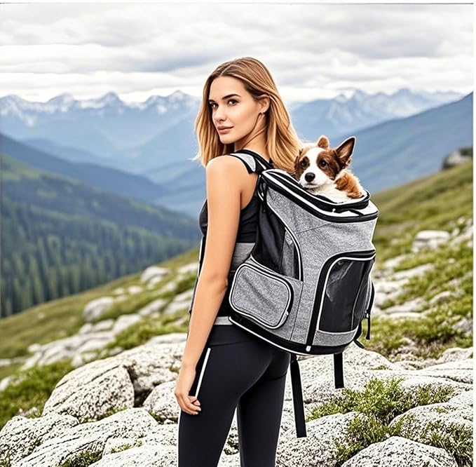 Cat Carrier Backpack, Airline Approved Expandable Pet Carrier, Breathable Mesh Backpack for Small Dogs & Medium Cats Hiking Camping Travel (Gray)