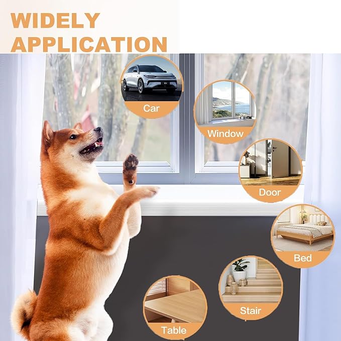 Pet Anti-Scratch Protector Self-Adhesive Rubber Barrier, Dog & Cat Scratching Guard for Furniture, Window Sill, Glass, Car Door & Slobbering Protection