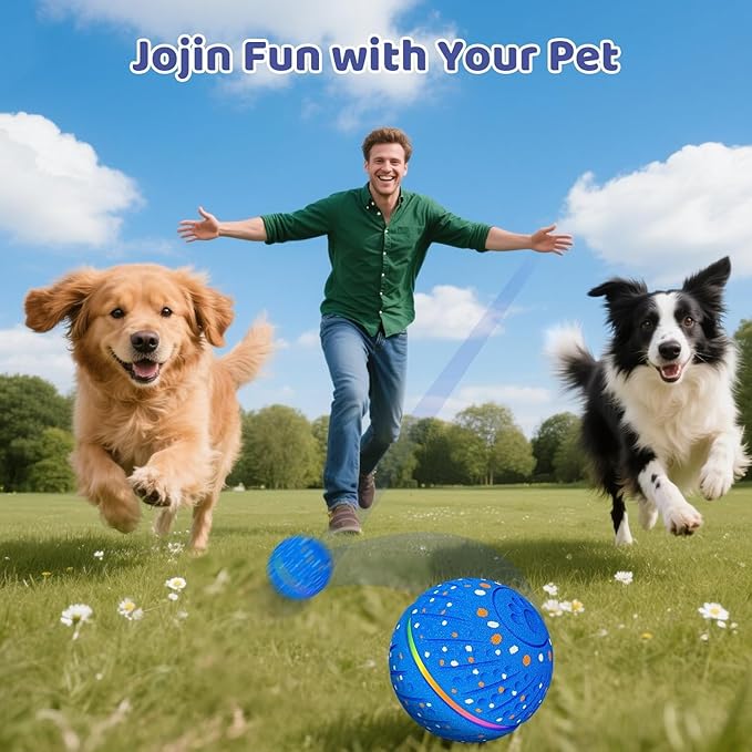 Interactive Dog Ball Toy - Smart Moving Bouncing Dog Ball with RGB Lights, E-TPU Material, 3 Play Modes Automatic Rolling Ball Dogs Toy for Small Medium Dogs Keep Them Busy(Blue)