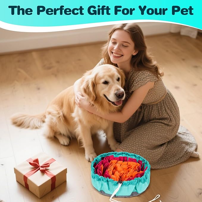 Snuffle Mat for Dogs- Boredom Relief Snuffle Mat, Dog Educational Toys, Portable for Indoor & Outdoor Use, Encourages Natural Foraging Skills for Cats, Rabbits & Dogs(Rose Red Orange