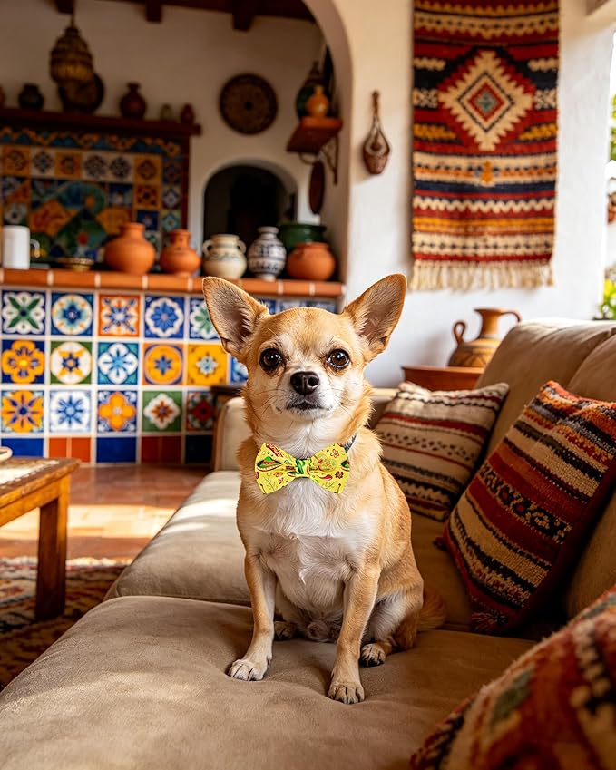 PET SHOW 10 Pack Mexican Small Dog Bow Ties Sliding Collar Attachments Puppy Cats Cinco De Mayo Fiesta Bowties for Medium Dogs Summer Mexico Bowknots Party Holiday Pet Grooming Accessories(Small)