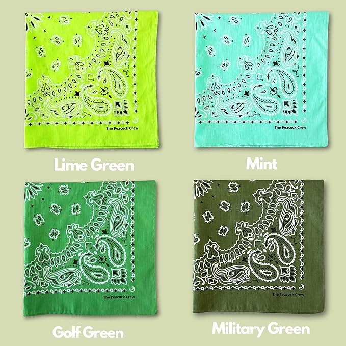 The Peacock Crew Premium Soft Cotton Bandanas Pack for Men and Women Paisley 22 x 22 inches