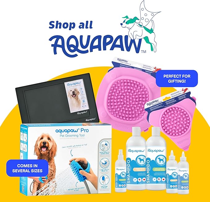 Aquapaw XL Dog Lick Mat - Suction Cups for Stable Dog Food Mat - Slow Licking Boredom Buster Treat Pad with Peanut Butter - Dishwasher-Safe Silicone Pad - XL, Pink