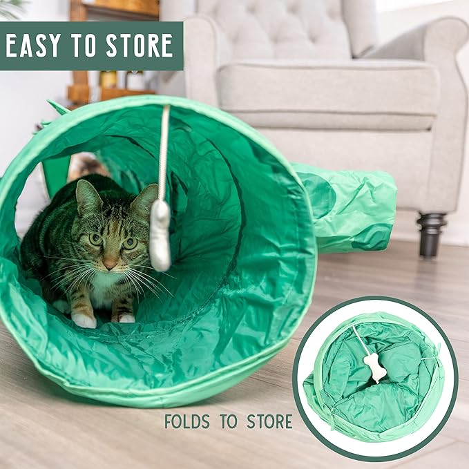 Pet Craft Supply Dizzy Dino Multi Cat Tunnel Boredom Relief Toys with Crinkle Feather String for Dogs, Cats, Rabbits, Kittens and Guinea Pigs for Hiding Hunting and Resting (8754)