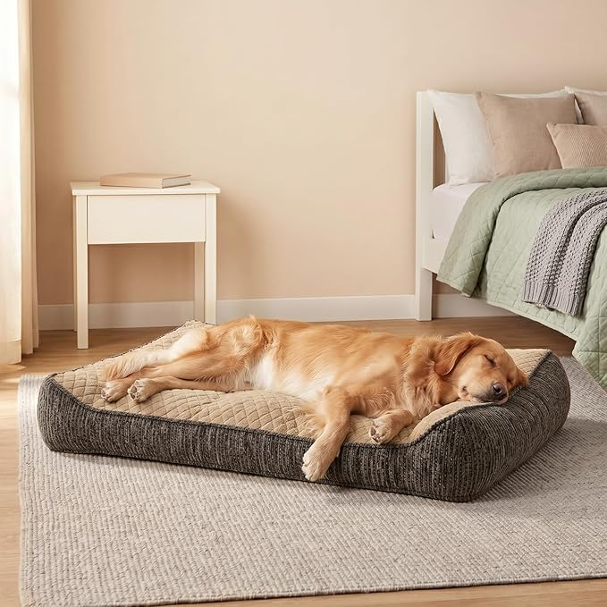 JOEJOY XL Orthopedic Dog Beds Large Sized Dog, Extra Thick Supportive Big Dogs Couch Bed with Sides, Ultra Soft Pet Bed Sofa for Large Dogs, Brown, 42''x30''