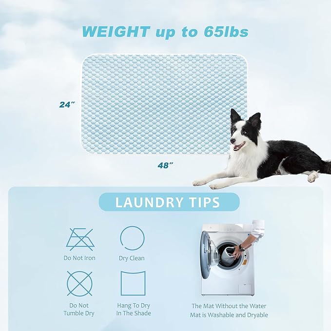 MICROCOSMOS Sleeping Pad & Pet Cooling Mat- Breathable Bubble Surface, EZ Clean. Keep Cooling for Pets, Kids and Adults in Summer.(BlueWhite, 48" x 24")