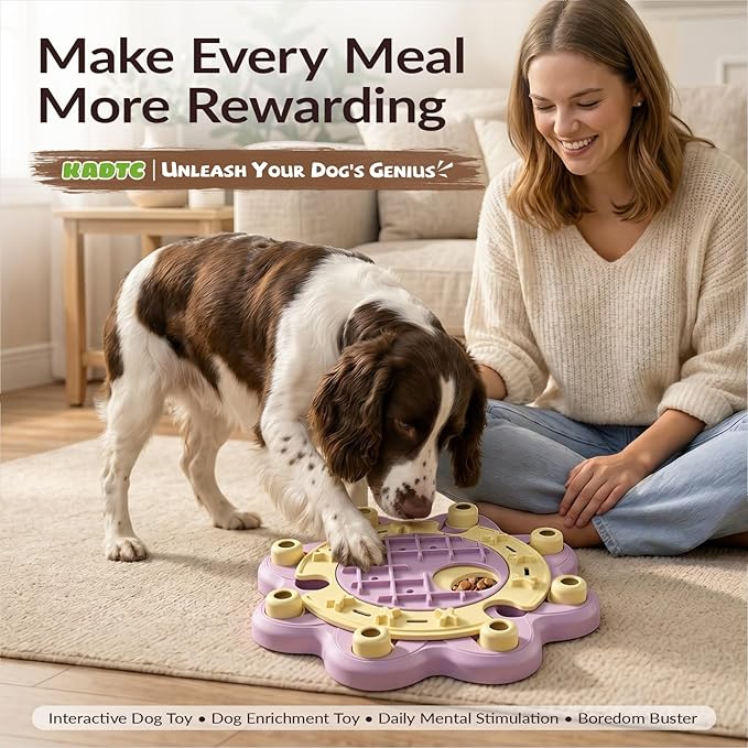 KADTC Dog Puzzle Toy, Large Size, 3 Levels of Step-by-Step Challenge Beginner to Advanced Slow Feeder & Mental Stimulation for Smart Dogs Enrichment Puppy Pink Toys