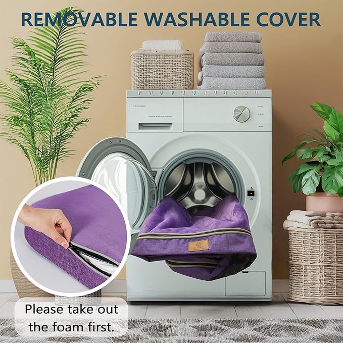 LIROCE Washable Dog Bed Cover Replacement, XL Wrap-Around Zipper Cover for Orthopedic Memory Faom Dog Bed (41x27x4 inches), Purple