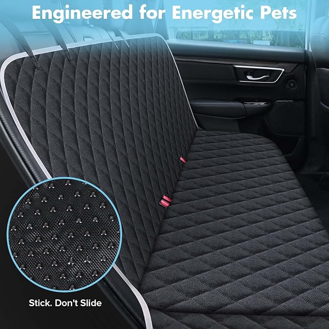 Meolsaek Dog Car Seat Cover for Back Seat, Non-Slip Backseat Cover for Dogs in Car, with Mesh Window Scratch Proof Waterproof Back Seat Protector for Trucks SUVs Most Cars (Black)