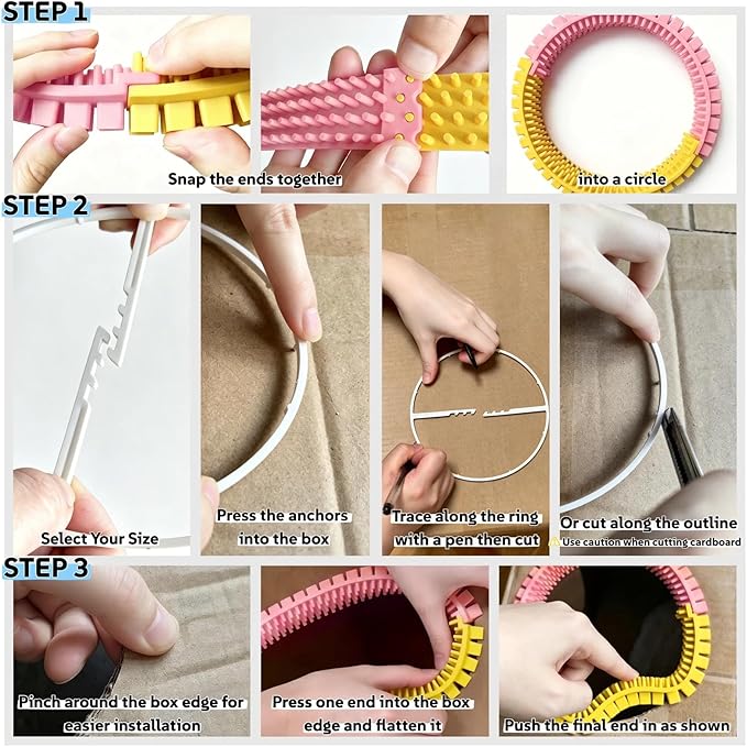 Cat Self Groomer Arch for Cardboard Boxes, DIY Cat Tunnel Brush & Massage Comb for Indoor Cats, Interactive Self Grooming Toy for Cat Cave, Hideouts & Enrichment Play 2 Pack (Pink+Yellow)