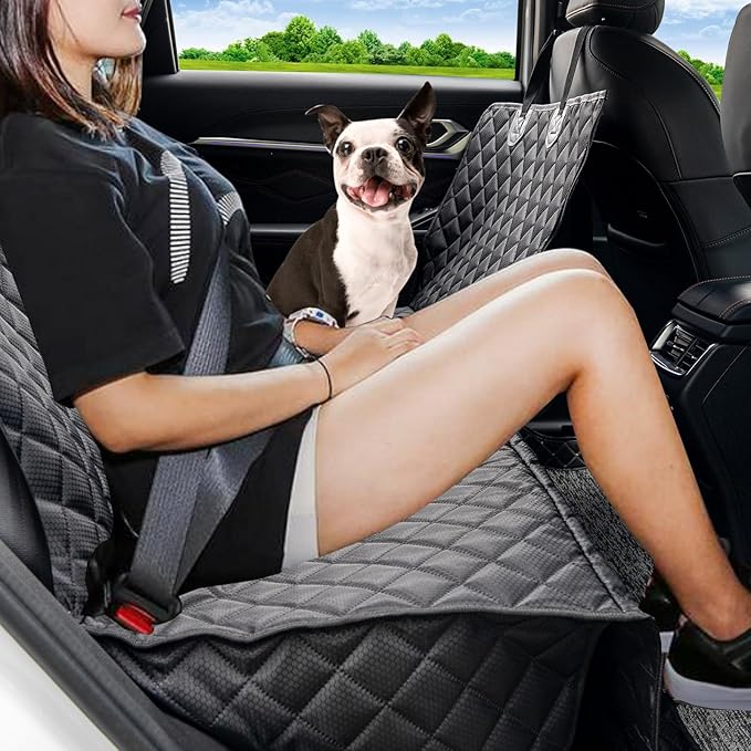 JSTHT Dog Car Seat Cover for Pets 100% Waterproof Seat Cover Hammock 600D Heavy Duty Scratch Proof Nonslip Durable Soft Back Seat Covers for Cars Trucks and SUVs, Universal Fit