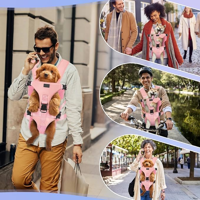YUDODO Front Pet Carrier Backpack for Small Dogs, Secure and Breathable Mesh, Ergonomic Support, Adjustable for Walking, Hiking, or Travel (Pink S)