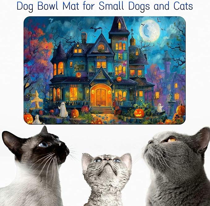 Dog Food Mat, 15.7" x 23.6" Absorbent Pet Feeding Mat for Food and Water, Waterproof Diatom Mud Pet Placemat with Non-Slip Rubber Backing, Cat Bowl Mat for Floors - Castle Tree Withered