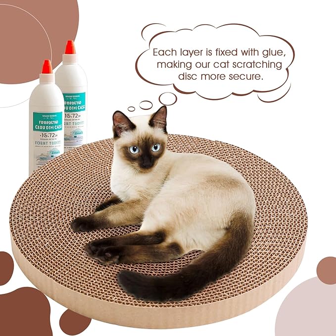 Round Cat Scratcher Refill 10 inch Diameter 7/8 Inch Thickness Circle Cardboard Cat Scratcher Replacement Pads Cat Scratching Board cat Scratcher Pad for Indoor,2 PCS