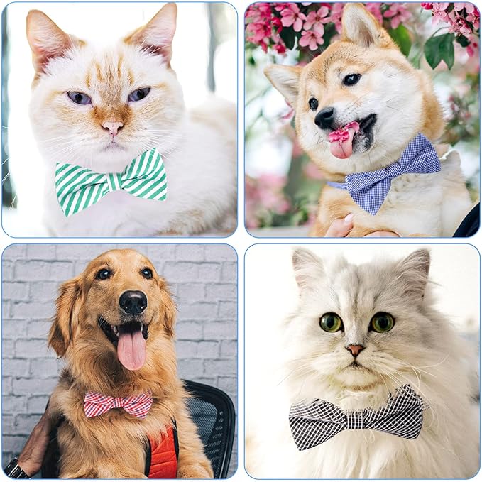 Segarty Dog Bow Tie, 6 PCS Bowties Dog Collar Grooming Bows Bulk Holiday Cat Collar for Pet Puppy Photography Festival Party Neck Wear Gift, Cute and Plaid Patterned