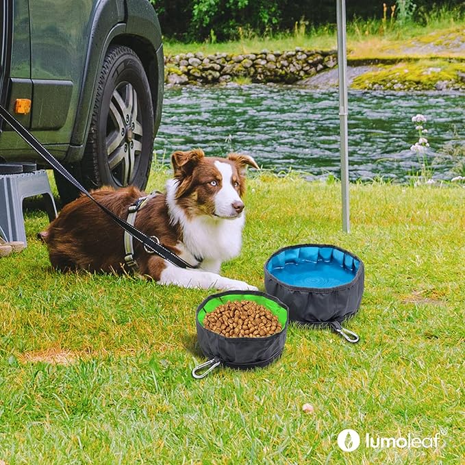 LumoLeaf Collapsible Dog Travel Bowl, 2 Packs Large 68oz/80oz Lightweight Foldable Bowl, Water and Food Bowls for Pets Dogs Cats with Zipper (8+10 Cups)