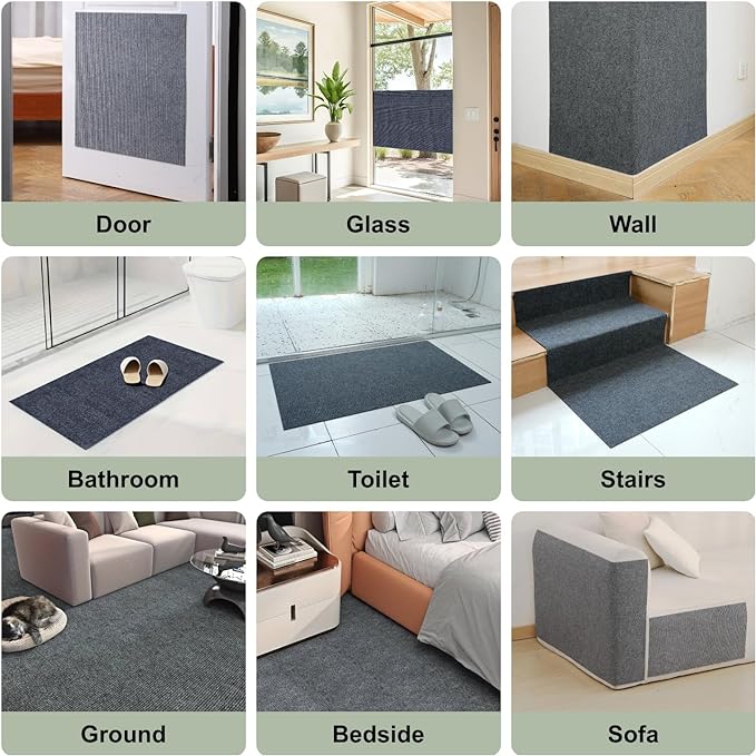 Cat Scratch Couch Furniture Protector, Self-Adhesive Cat Scratch Pad Deterrent for Furniture, DIY Climbing Cat Scratcher Couch Protector from Cat Claws Scratching for Indoor, with 10 Pins (LightGrey)