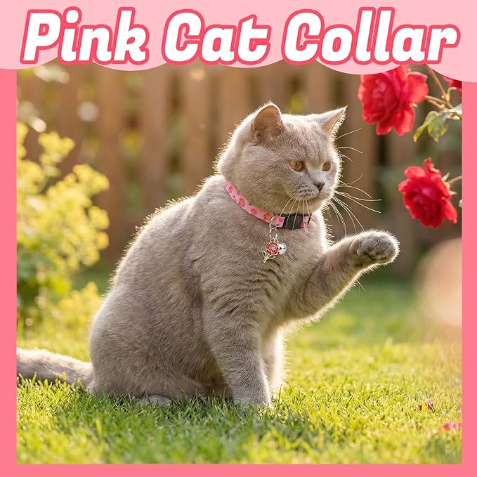 30Pcs Breakaway Cat Collars with Bells and Pendants Adjustable Floral Fruit Cat Collars Safety Kitten Collar for Girl Boy Cats, Multicolor