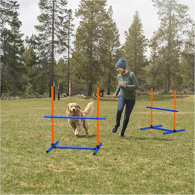 Dog Agility Training Jumping Hoop for Small Medium Dogs, Adjustable Height Pet Exercise Equipment for Outdoor Backyard (6 Jump)