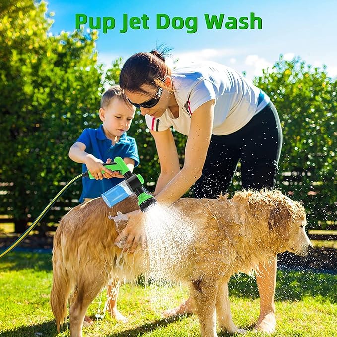 RUIFANDA Dog Wash Sprayer Outdoor with 8 Spray Modes, Soap & Shampoo Dispenser Dog Sprayer Hose Attachment, Pet Wash and Garden Hose Nozzle for Watering Plants, Car Wash, Showering Pet