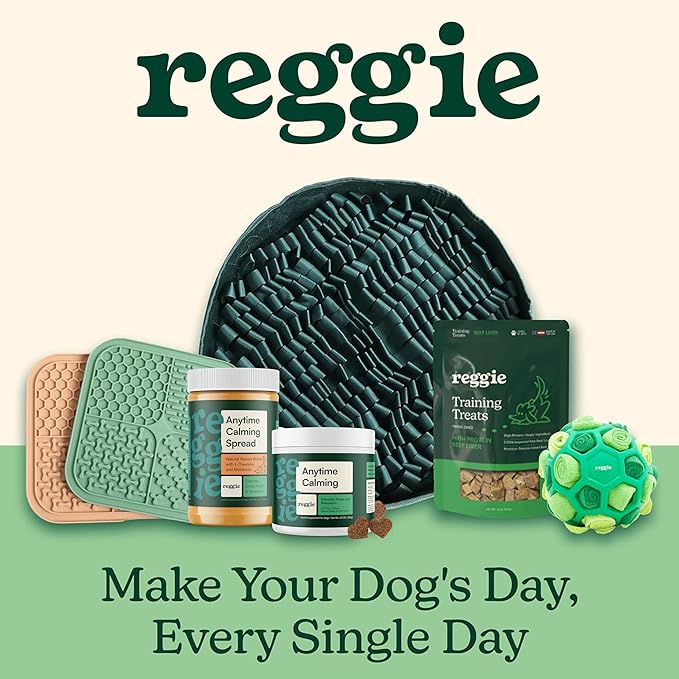 Reggie Snuffle Mat for Dogs, for Calming Support, Reducing Speed Eating, and Mental Stimulation, Durable & Easy to Clean Sniff Mat for Dogs, 20" Large Diameter, Dog Enrichment Toys, Hunter Green