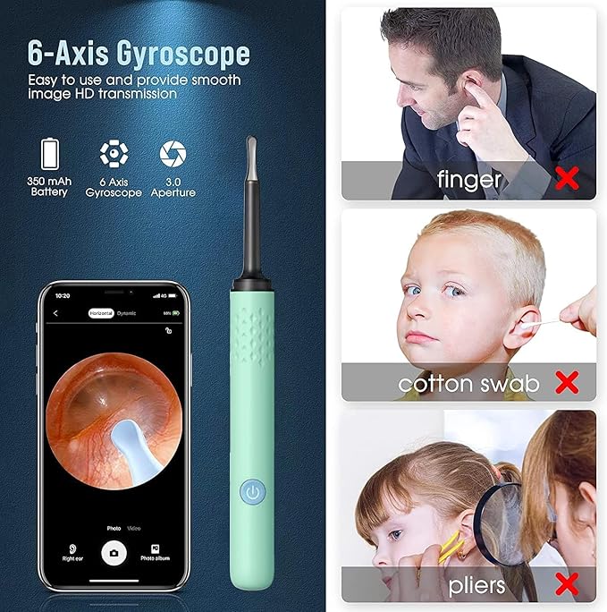 Ear Wax Removal, Ear Cleaner with Camera and Light, Ear Wax Removal Kit, Ear Wax Removal Tool Camera with 1080P, Ear Cleaning Kit with Spoons